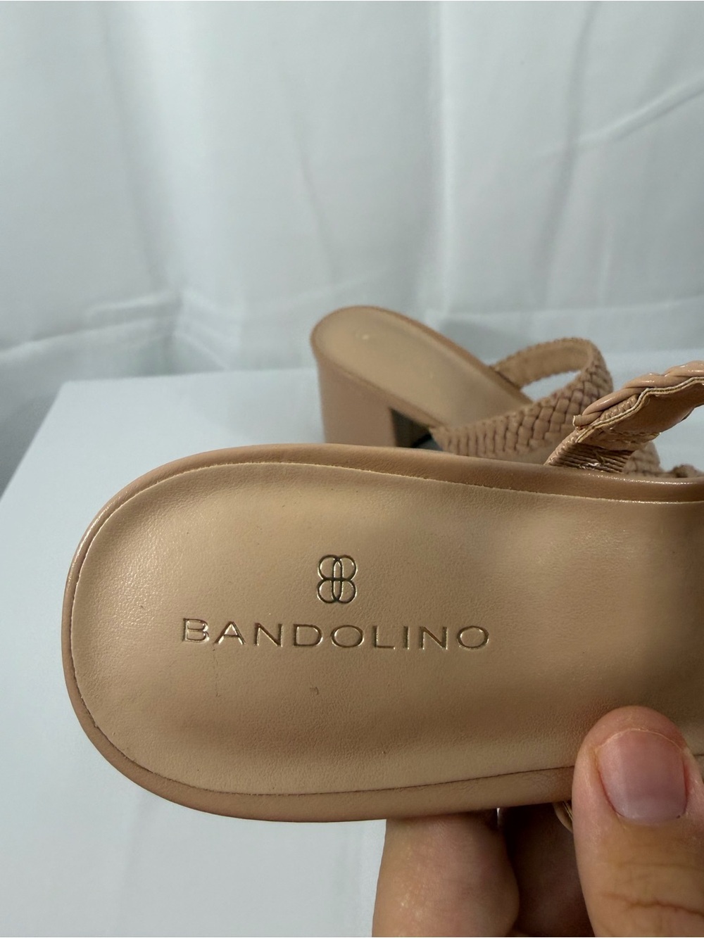 NWT Bandolino Women’s Size 7 Tan Braided Strappy Block Heel Sandals - Picture 2 of 7